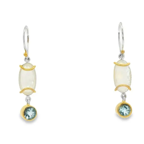 MICHOU  Dangle Earrings, Sterling Silver and 22KT Gold Vermeil, Mother of Pearl + Quartz and Sky Blue Topaz  197051 Image 2 Barnes Jewelers Goldsboro, NC