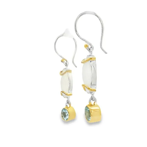 MICHOU  Dangle Earrings, Sterling Silver and 22KT Gold Vermeil, Mother of Pearl + Quartz and Sky Blue Topaz  197051 Image 3 Barnes Jewelers Goldsboro, NC