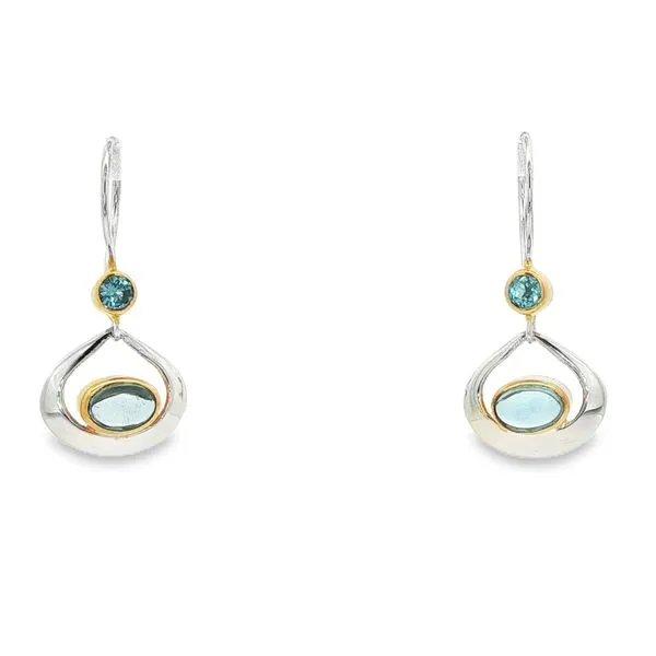 MICHOU  Blue Topaz Dangle Earrings, Sterling Silver, 22KT Yellow Gold Vermeil, Baby Blue Topaz  20256011 Barnes Jewelers Goldsboro, NC