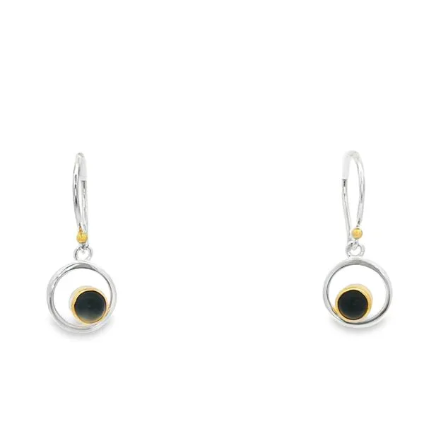 MICHOU  Black Onyx Circle Dangle Earrings, Sterling Silver, 22KT Yellow Gold Vermeil  504021X Barnes Jewelers Goldsboro, NC