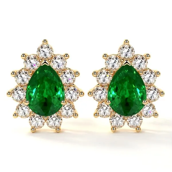 Emerald & Diamond Halo Stud Earrings | Barnes Jewelers, Goldsboro NC Barnes Jewelers Goldsboro, NC