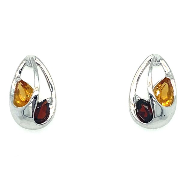 Citrine & Garnet Stud Earrings | Sterling Silver | Barnes Jewelers Goldsboro NC Barnes Jewelers Goldsboro, NC