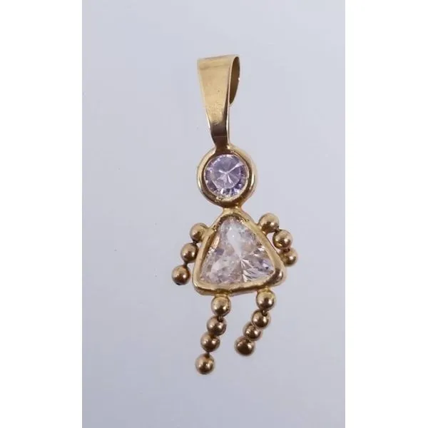 14K Yellow Birthstone Girl Pendant=April Barnes Jewelers Goldsboro, NC