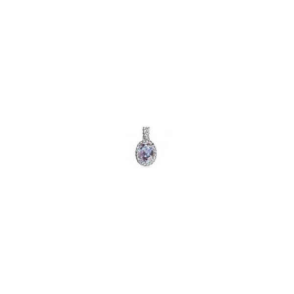 Rhodium Sterling Silver Pendant with One 7x5mm Created Alexandrite. 18