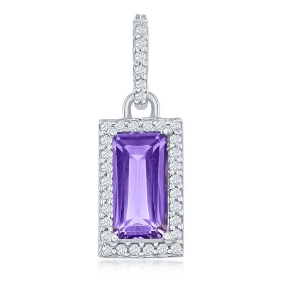 Amethyst Halo Pendant | Sterling Silver | Barnes Jewelers Goldsboro NC Barnes Jewelers Goldsboro, NC