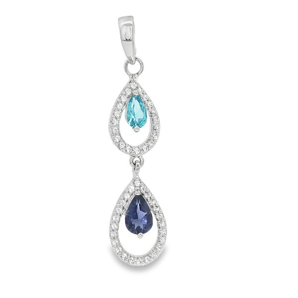 Double Drop Blue Topaz & Iolite Pendant | Sterling Silver | Barnes Jewelers Goldsboro NC Image 2 Barnes Jewelers Goldsboro, NC