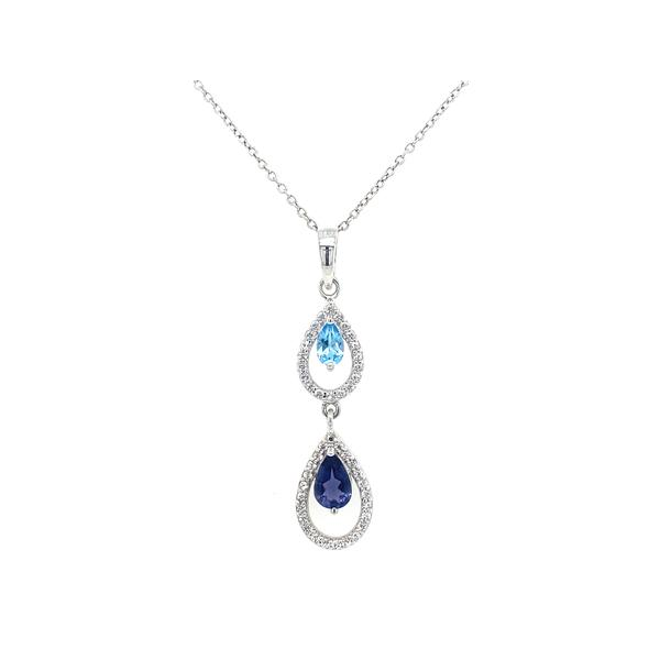 Double Drop Blue Topaz & Iolite Pendant | Sterling Silver | Barnes Jewelers Goldsboro NC Barnes Jewelers Goldsboro, NC