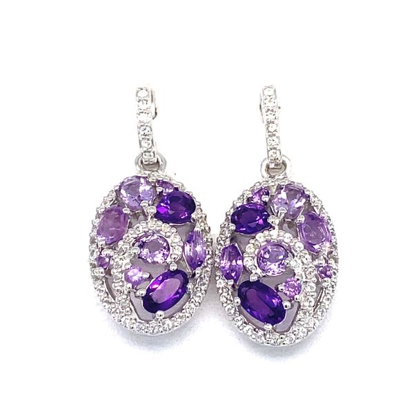 Amethyst & White Topaz Dangle Earrings | Sterling Silver | Barnes Jewelers Goldsboro NC Barnes Jewelers Goldsboro, NC