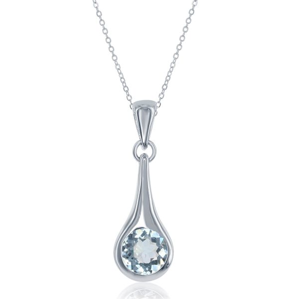 Blue Topaz Drop Pendant | Sterling Silver | Barnes Jewelers Goldsboro NC Barnes Jewelers Goldsboro, NC
