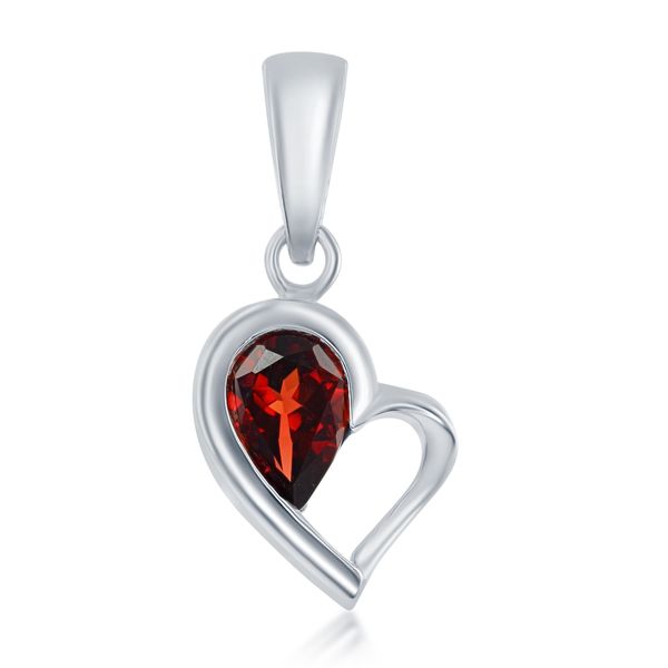 Garnet Heart Pendant | Sterling Silver | Barnes Jewelers Goldsboro NC Barnes Jewelers Goldsboro, NC