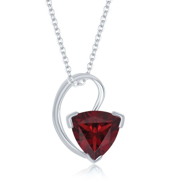 Garnet Trillion Pendant | Sterling Silver | Barnes Jewelers Goldsboro NC Barnes Jewelers Goldsboro, NC