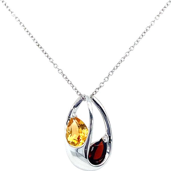 Citrine & Garnet Two Stone Pendant | Sterling Silver | Barnes Jewelers Goldsboro NC Barnes Jewelers Goldsboro, NC