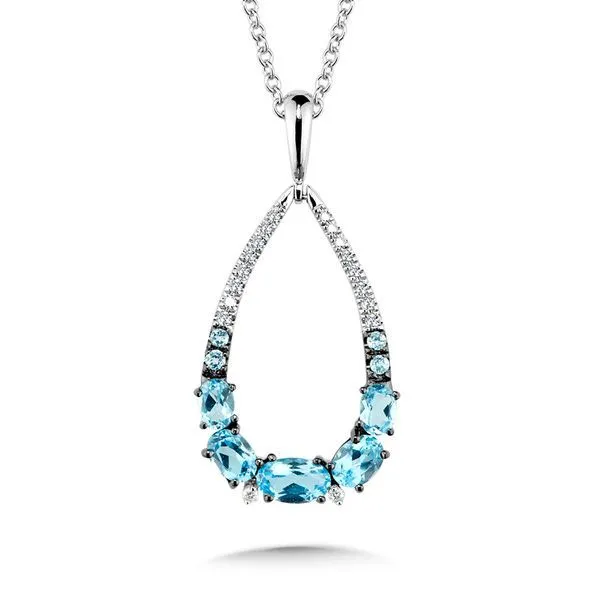 SDC  Swiss Blue Topaz and Diamond Necklace, 14KT White Gold, 1.00TGW Blue Topaz, 0.05CTTW Round Diamonds, 18