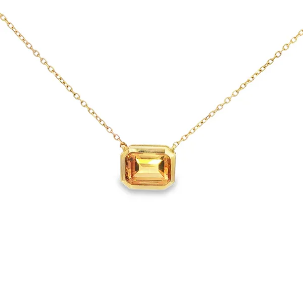 PARAGON  Bezel Set Citrine Necklace, 14KT Yellow Gold, 1.10TGW Emerald Citrine, 18