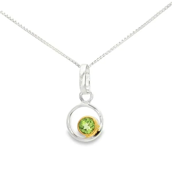 MICHOU  Peridot Circle Necklace, Sterling Silver, 22KT Yellow Gold Vermeil, 18