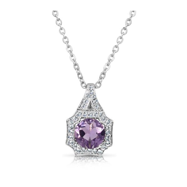 Amethyst Halo Necklace | Sterling Silver | Barnes Jewelers Goldsboro NC Barnes Jewelers Goldsboro, NC