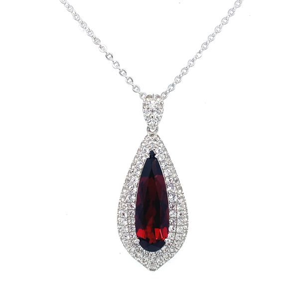 Garnet & White Topaz Teardrop Necklace | Sterling Silver | Barnes Jewelers Goldsboro NC Barnes Jewelers Goldsboro, NC