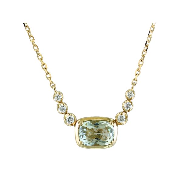 Green Amethyst & Diamond East-West Necklace | 14KT Yellow Gold | Barnes Jewelers Goldsboro NC Barnes Jewelers Goldsboro, NC