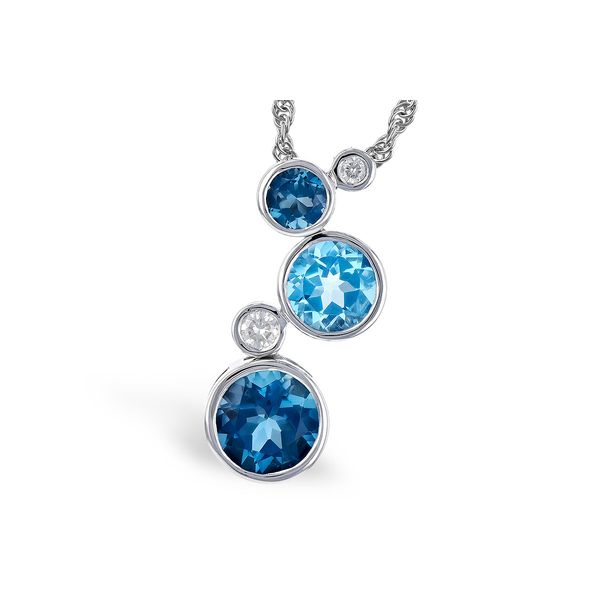 London & Swiss Blue Topaz Diamond Bubble Necklace | 14KT White Gold | Barnes Jewelers Goldsboro NC Barnes Jewelers Goldsboro, NC