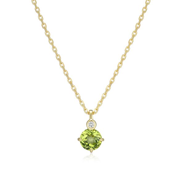 ELLE Peridot & Lab Grown Diamond August Birthstone Necklace | 14KT Gold Plated Sterling Silver | Barnes Jewelers Goldsboro NC Barnes Jewelers Goldsboro, NC