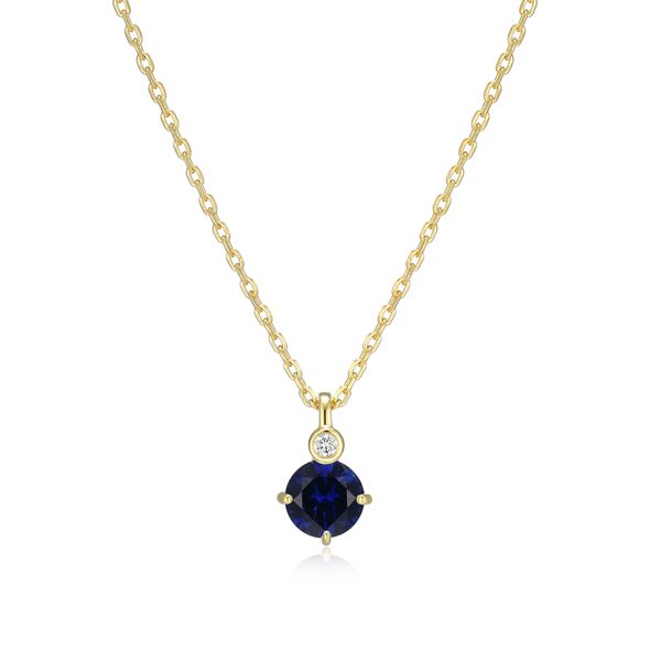 ELLE Created Sapphire & Lab Grown Diamond September Birthstone Necklace | 14KT Gold Plated Sterling Silver | Barnes Jewelers Goldsboro NC Barnes Jewelers Goldsboro, NC