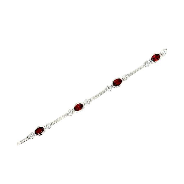 Garnet & White Topaz Tennis Bracelet | Sterling Silver | Barnes Jewelers Goldsboro NC Barnes Jewelers Goldsboro, NC