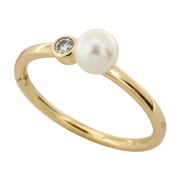 Pearl & Diamond Open Style Ring | 14KT Yellow Gold | Barnes Jewelers Goldsboro NC Barnes Jewelers Goldsboro, NC