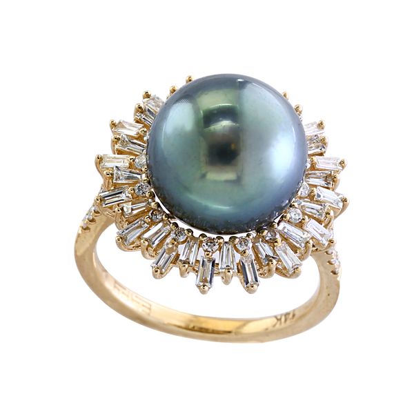 Tahitian Pearl & Diamond Vintage Halo Ring | 14KT Yellow Gold | Barnes Jewelers Goldsboro NC Barnes Jewelers Goldsboro, NC