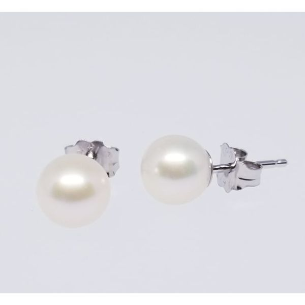 Imperial  14K White Stud Earrings with 6mm -6.5mm Cultured Freshwater Pearls.  FWW6 Barnes Jewelers Goldsboro, NC