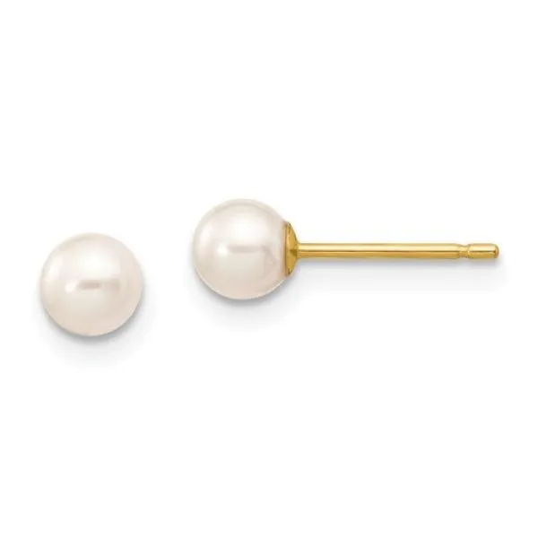 14k Yellow 4 5mm White Round Cultured Freshwater Pearl Stud Earrings With Silicone Backs 14k Yellow 4 5mm White Round Cultured Freshwater Pearl Stud Earrings With Silicone Backs