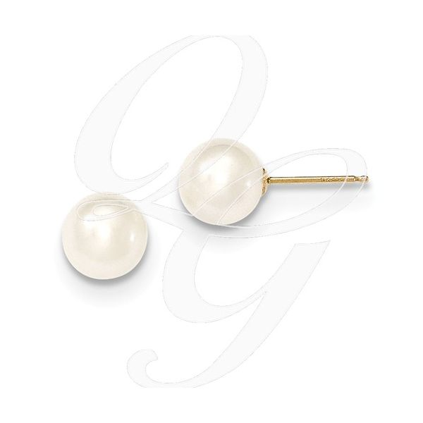Quality gold - Yellow 14 Karat 7-8mm Cultured Freshwater  White Pearl Stud Earrings,  X70PW Barnes Jewelers Goldsboro, NC