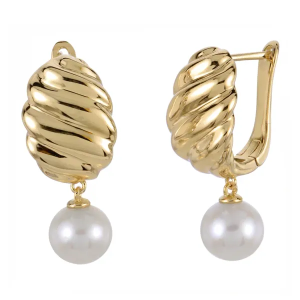 Freshwater Pearl Drop Earrings | 18KT Gold Plated Sterling Silver | Barnes Jewelers Goldsboro NC Barnes Jewelers Goldsboro, NC