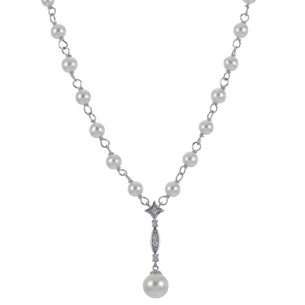 Imperial Freshwater Pearl & Diamond Necklace | Sterling Silver | Barnes Jewelers Goldsboro NC Barnes Jewelers Goldsboro, NC