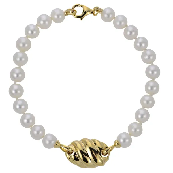 Freshwater Pearl Fashion Bracelet | 18KT Gold Plated Sterling Silver | Barnes Jewelers Goldsboro NC Barnes Jewelers Goldsboro, NC