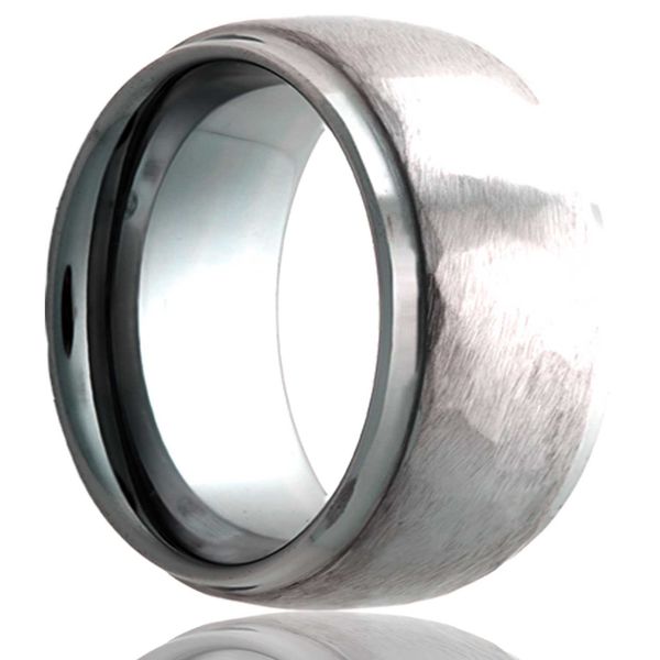 Heavy Stone Hammered Tungsten Wedding Band | Dome Step Edge | 8MM | Size 12 | Barnes Jewelers Goldsboro NC Barnes Jewelers Goldsboro, NC