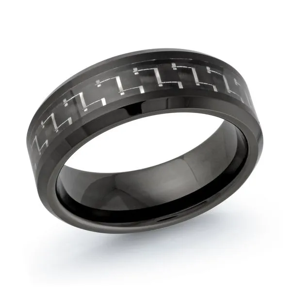 MALO  Carbon Fiber Inlay Wedding Band, Tungsten, Black, 8MM, Size 10  TG-014 Barnes Jewelers Goldsboro, NC