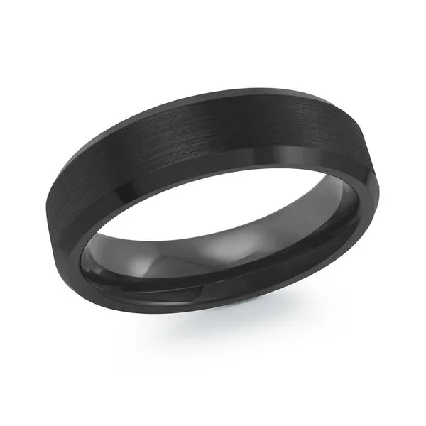 MALO  Brushed Black Tungsten Wedding Band with Beveled Edge, 6MM, Size 10  TG-059 Barnes Jewelers Goldsboro, NC