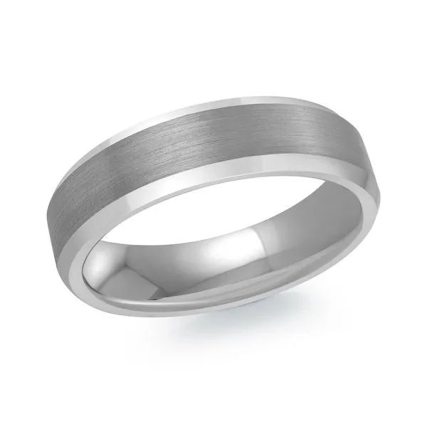MALO  Brushed Tungsten Wedding Band with Beveled Edge, 6MM, Size 10  TG-062 Barnes Jewelers Goldsboro, NC
