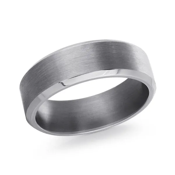 MALO  Satin Tantalum Wedding Band with Beveled Edge, 7MM, Size 10  TANT-001-7 Barnes Jewelers Goldsboro, NC