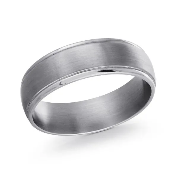 MALO  Satin Tantalum Wedding Band with Step Edge, 6MM, Size 10.5  TANT-007-6 Barnes Jewelers Goldsboro, NC