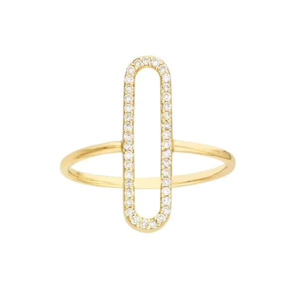 MIDAS  Diamond Paperclip Frame Ring, 14KT Yellow Gold, 0.16CTTW Round, Size 6  TM023745-14Y Barnes Jewelers Goldsboro, NC