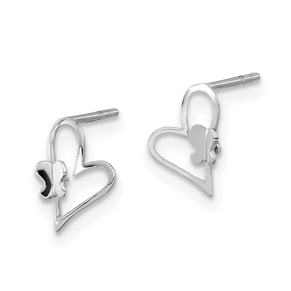 Children's Heart & Butterfly Stud Earrings | 14KT White Gold | Barnes Jewelers Goldsboro NC Barnes Jewelers Goldsboro, NC
