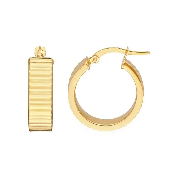 MIDAS  Fluted Hoop Earrings, 14KT Yellow Gold, 15MM  TM024725-14Y Barnes Jewelers Goldsboro, NC