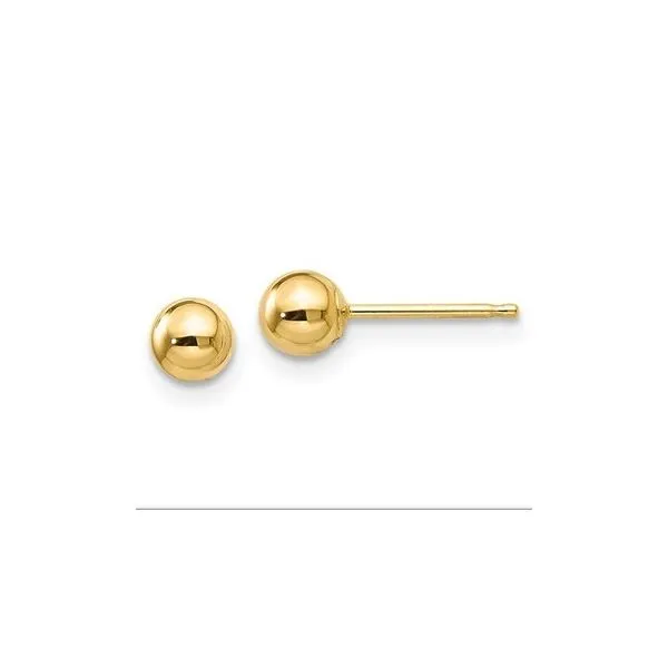 QUALITY GOLD  Ball Stud Earrings, 14KT Yellow Gold, 4MM  X4MMG Barnes Jewelers Goldsboro, NC