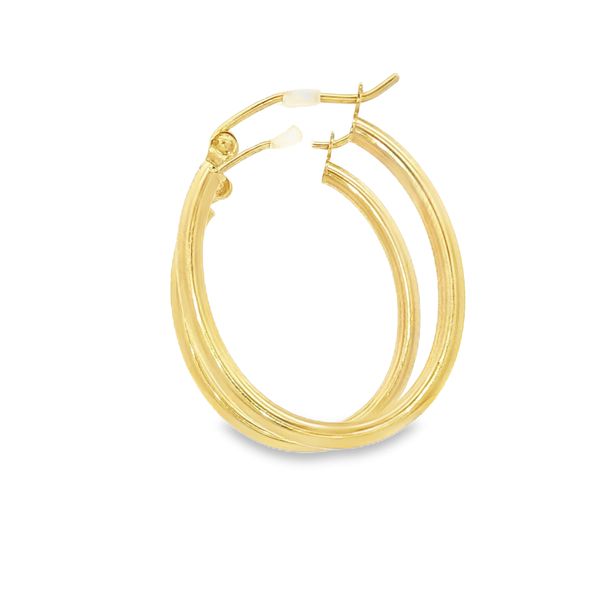 Oval Tube Hoop Earrings | 14KT Yellow Gold | Barnes Jewelers Goldsboro NC Image 2 Barnes Jewelers Goldsboro, NC