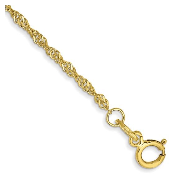 Singapore Chain Anklet | 10KT Yellow Gold | Barnes Jewelers Goldsboro NC Barnes Jewelers Goldsboro, NC