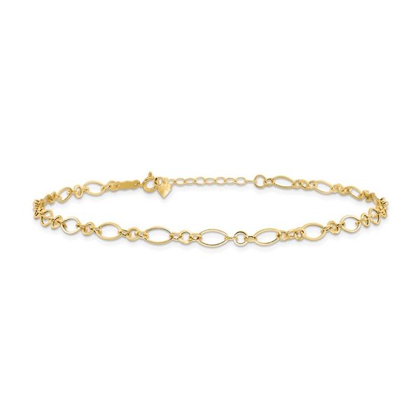 Fancy Link Anklet | 14KT Yellow Gold | Barnes Jewelers Goldsboro NC Barnes Jewelers Goldsboro, NC