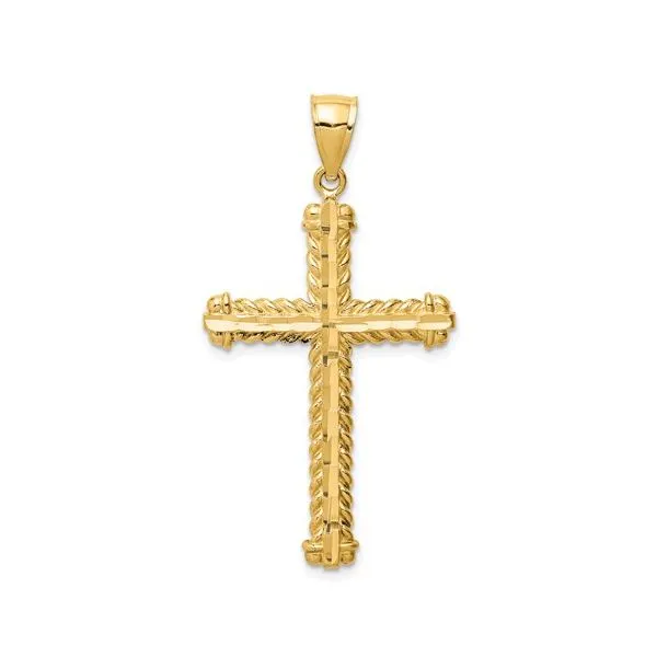 QUALITY GOLD  Cross Pendant, 14KT Yellow Gold, Diamond Cut  XR1703 Barnes Jewelers Goldsboro, NC