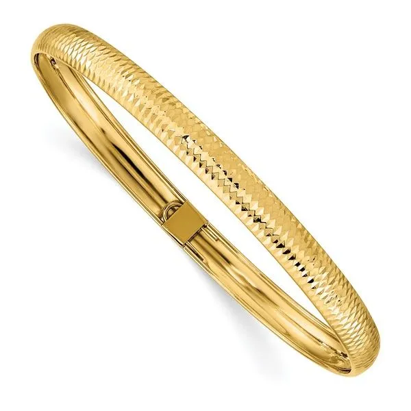 QUALITY GOLD  Textured Bangle, 14KT Yellow Gold, 6.15MM, 7.5