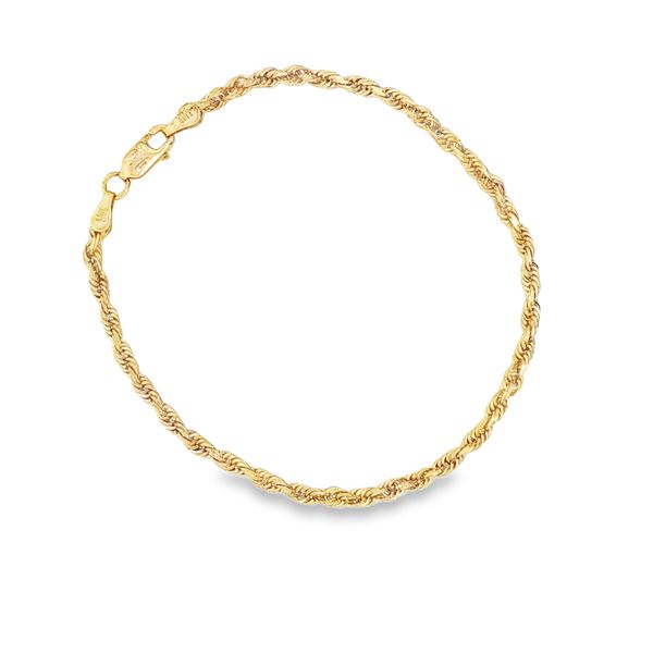 10KT Yellow Gold Rope Bracelet | 2.5MM | 7.5 Inch | Barnes Jewelers Goldsboro NC Barnes Jewelers Goldsboro, NC